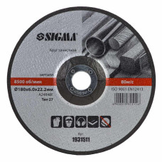SIGMA Круг зачистный по металлу Ø180×6.0×22.2мм, 8500 об/мин (1931511)