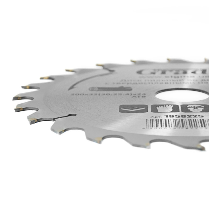 Grad Диск пильный по дереву с твердосплавными напайками Ø200×32 (30; 25.4)×24Т, 7000об/мин (1958225)