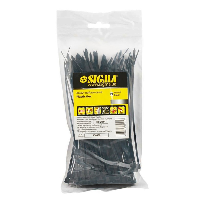 SIGMA Хомут нейлон 2.5×200мм 100шт (черный) (2502061)