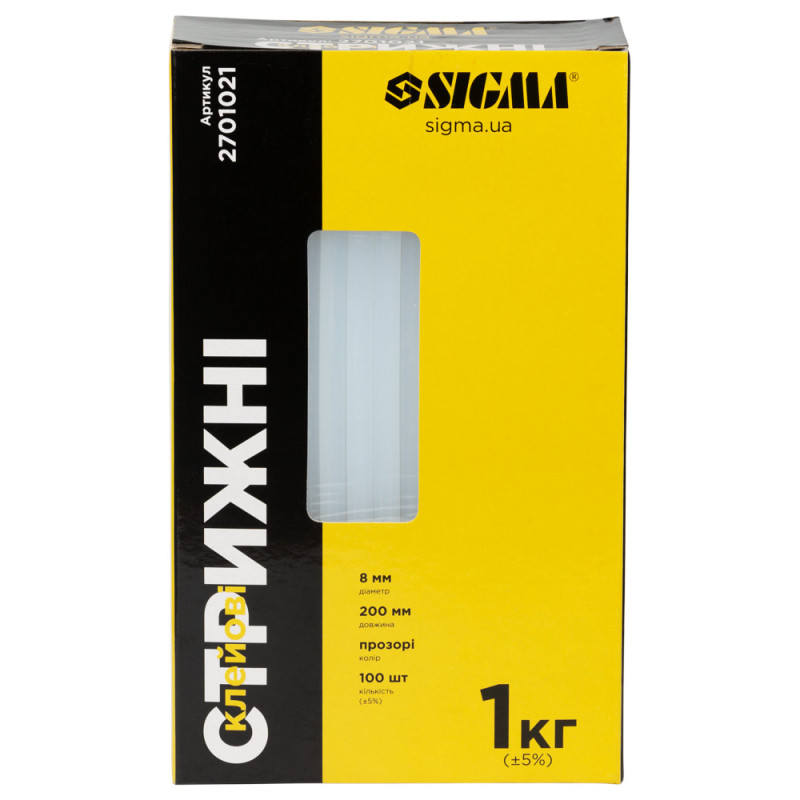 SIGMA Стержни клеевые Ø8×200мм 1кг (прозрачные) (2701021)