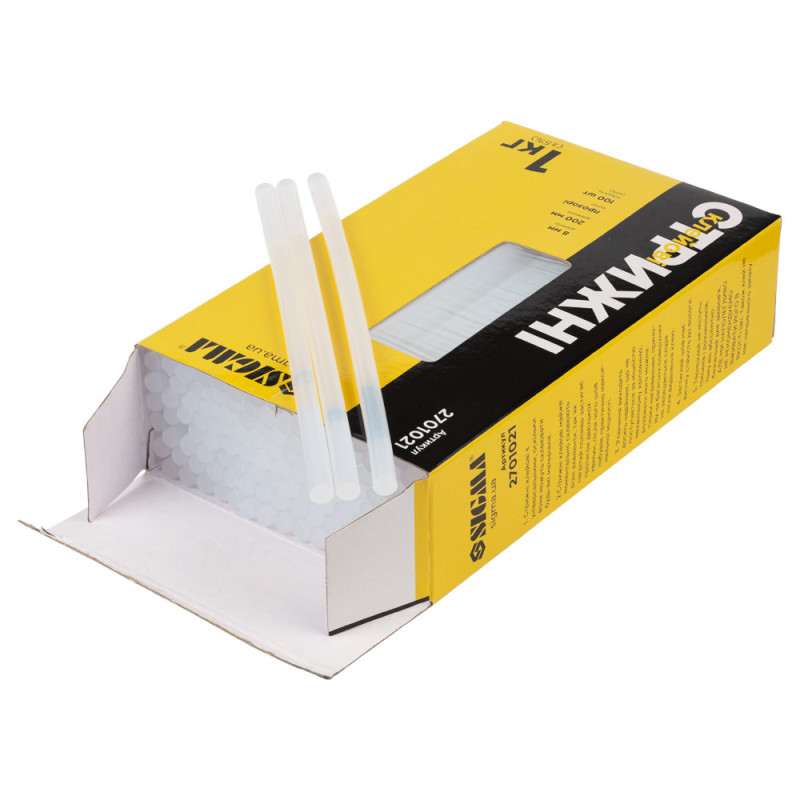 SIGMA Стержни клеевые Ø8×200мм 1кг (прозрачные) (2701021)