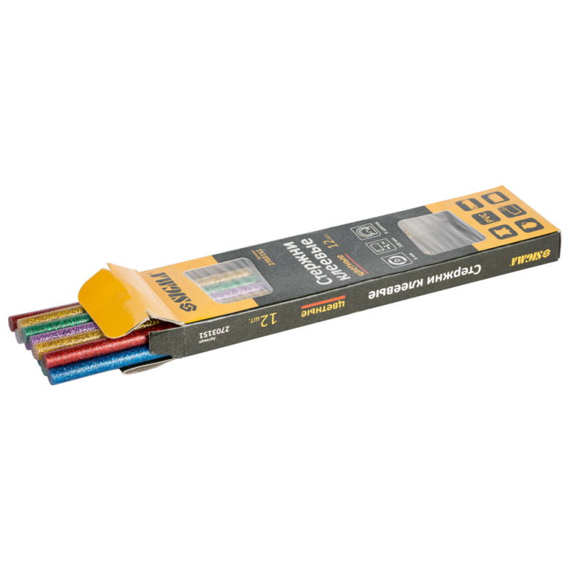 SIGMA Набор стержней клеевых Ø8×200мм 12шт 0.2кг (цветные) (2703151)