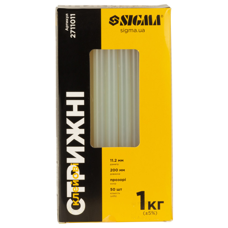 SIGMA Стержни клеевые Ø11.2×200мм 1кг (прозрачные) (2711011)