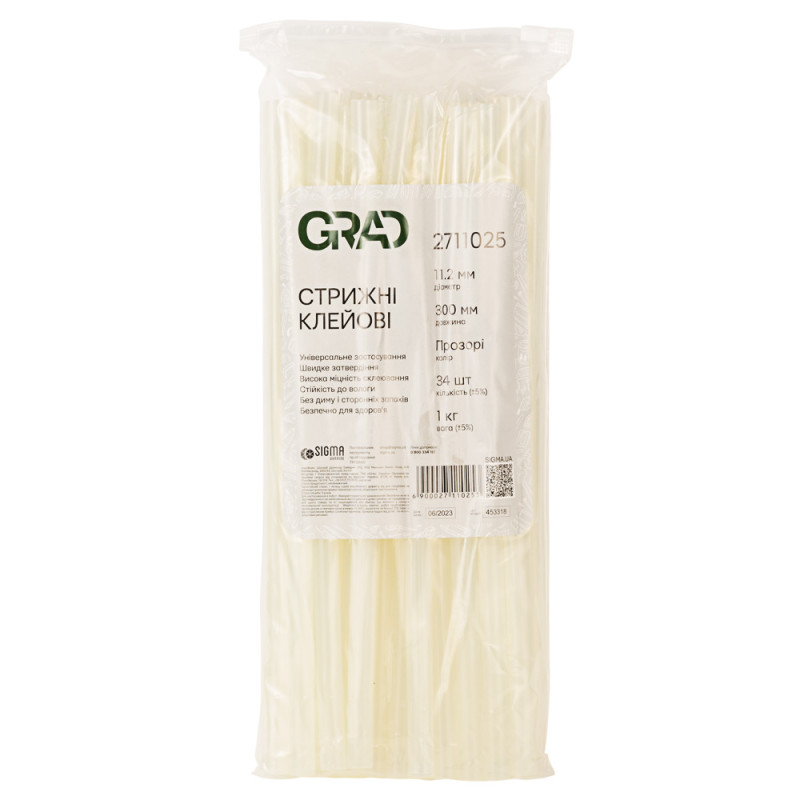 Grad Стержни клеевые Ø11.2×300мм 1кг (прозрачные) (2711025)