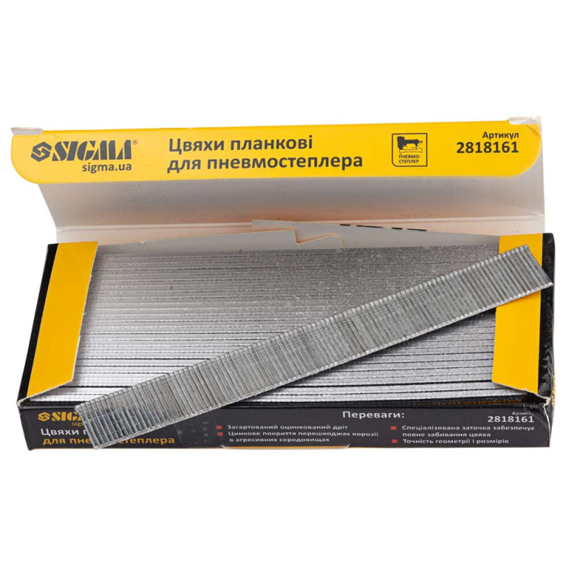 SIGMA Гвозди планковые 16×1.25×1мм для пневмостеплера (5000шт) (2818161)