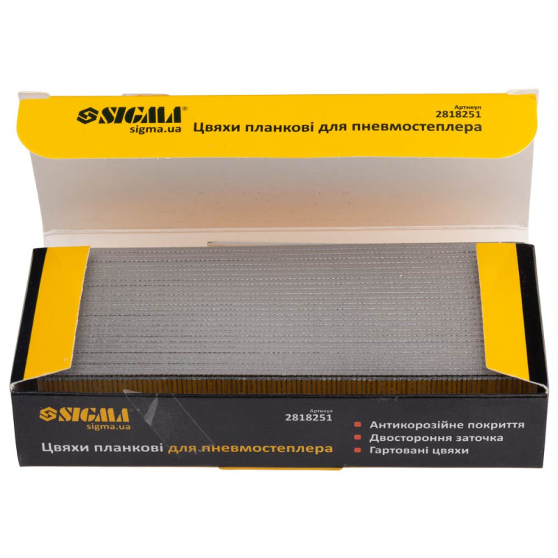 SIGMA Гвозди планковые 25×1.25×1мм для пневмостеплера (5000шт) (2818251)