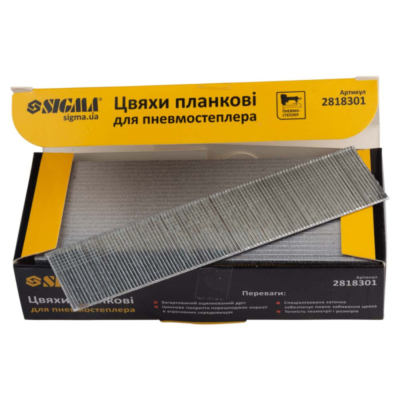 SIGMA Гвозди планковые 30×1.25×1мм для пневмостеплера (5000шт) (2818301)