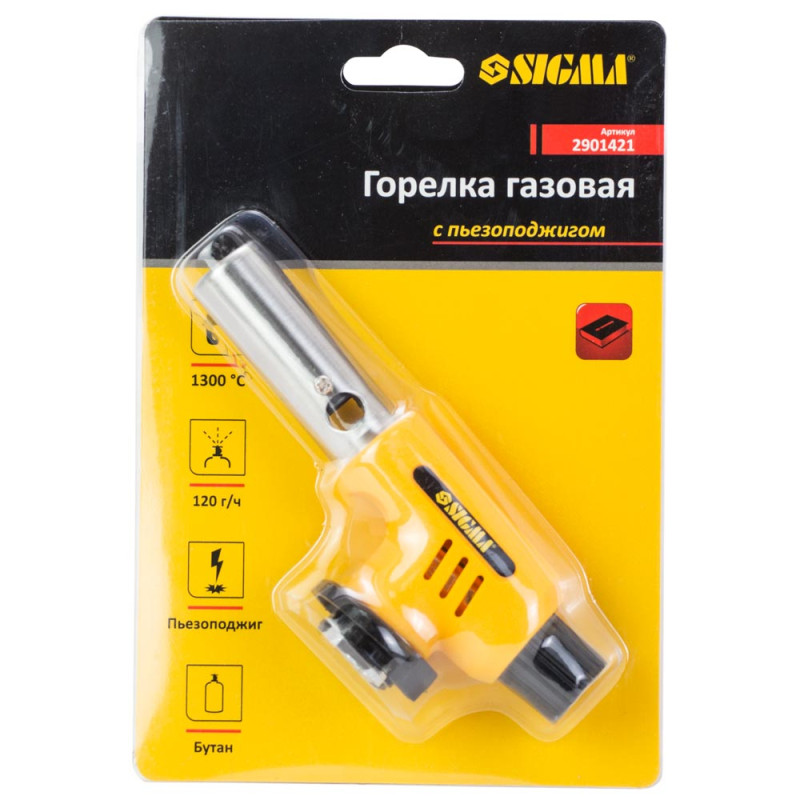 SIGMA Горелка газовая с керамическим соплом и пьезоподжигом (2901421)
