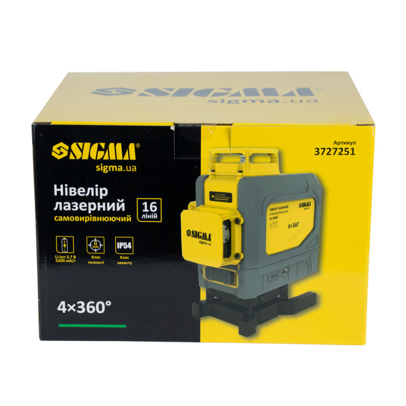 SIGMA Нивелир лазерный самовыравнивающийся 16 линий 4×360° (3727251)