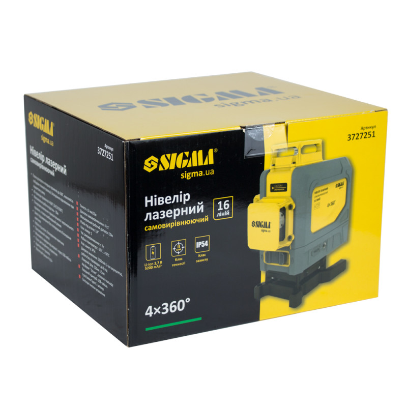 SIGMA Нивелир лазерный самовыравнивающийся 16 линий 4×360° (3727251)