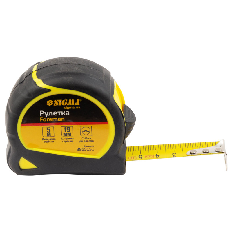 SIGMA Рулетка Foreman 5м×19мм без ремешка (3815151)