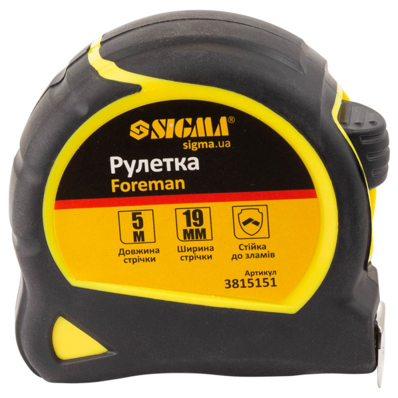 SIGMA Рулетка Foreman 5м×19мм без ремешка (3815151)