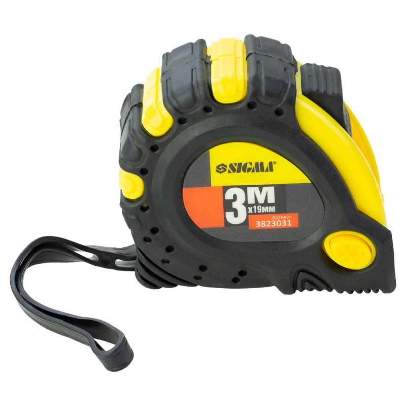 SIGMA Рулетка магнитная фиксатор + тормоз 3м×19мм (3823031)