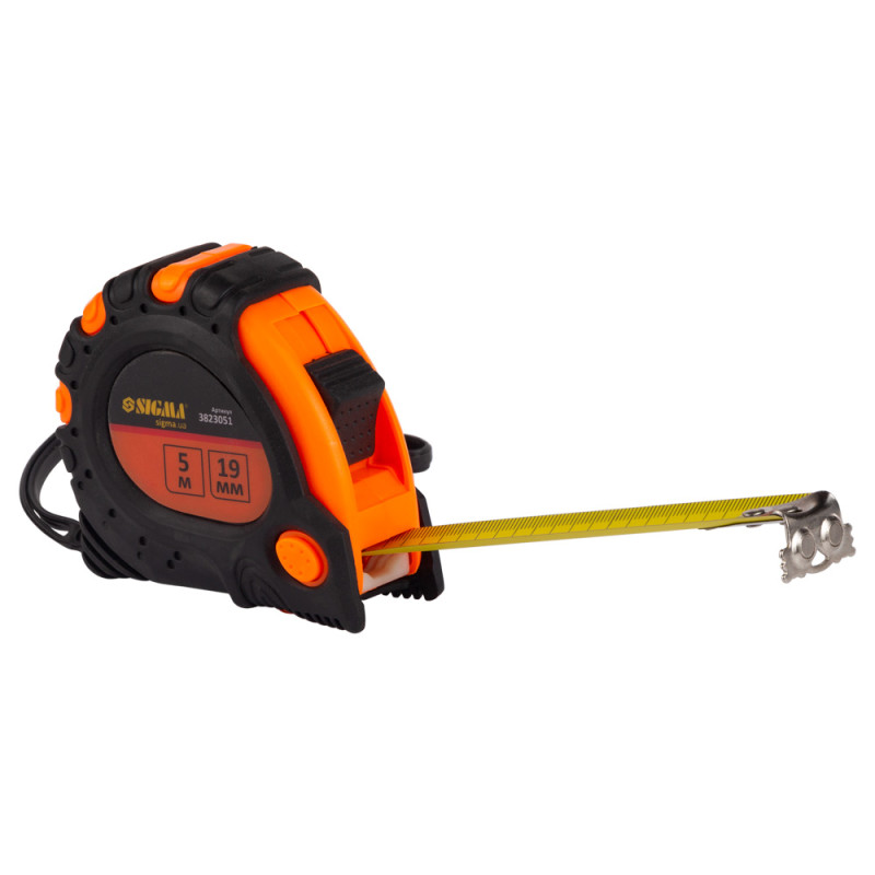 SIGMA Рулетка магнитная фиксатор + тормоз 5м×19мм (3823051)