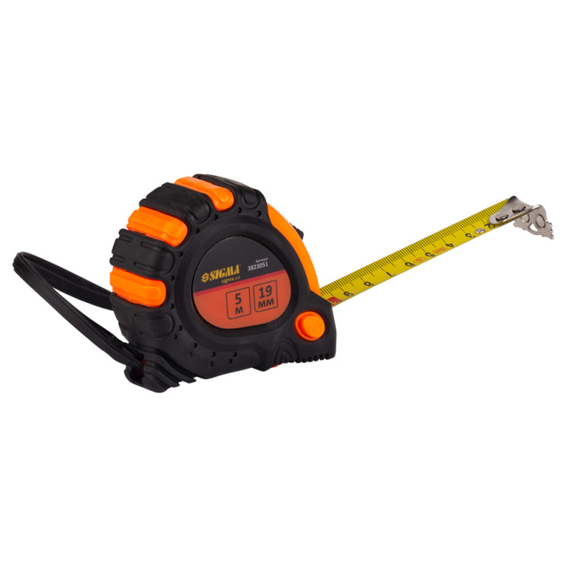 SIGMA Рулетка магнитная фиксатор + тормоз 5м×19мм (3823051)
