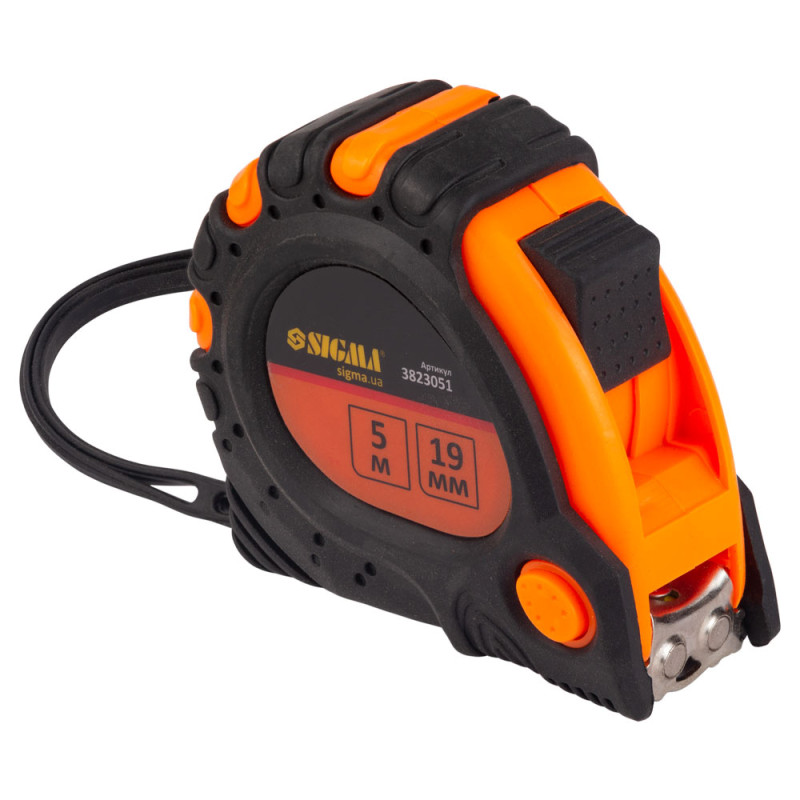 SIGMA Рулетка магнитная фиксатор + тормоз 5м×19мм (3823051)