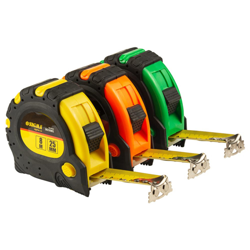 SIGMA Рулетка магнитная фиксатор + тормоз 8м×25мм (3823081)