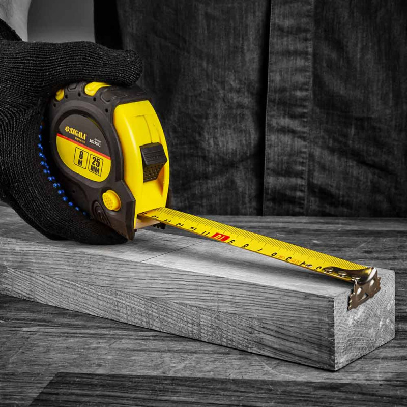 SIGMA Рулетка магнитная фиксатор + тормоз 8м×25мм (3823081)