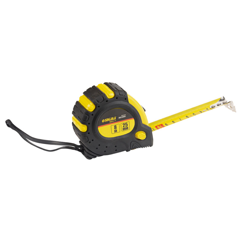 SIGMA Рулетка магнитная фиксатор + тормоз 8м×25мм (3823081)