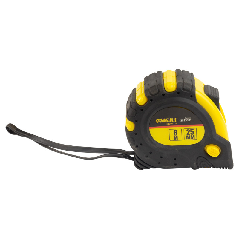 SIGMA Рулетка магнитная фиксатор + тормоз 8м×25мм (3823081)
