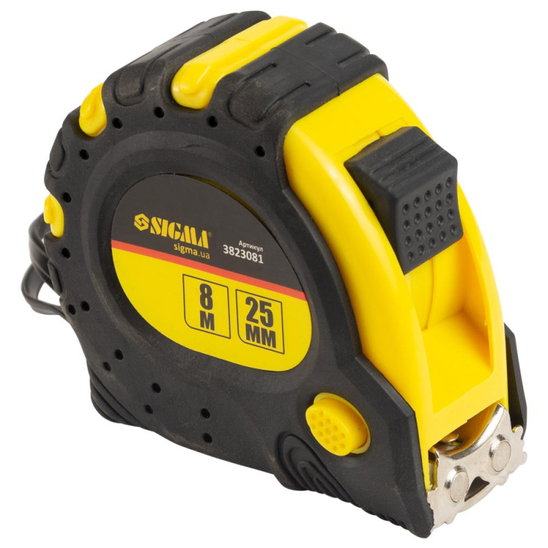 SIGMA Рулетка магнитная фиксатор + тормоз 8м×25мм (3823081)