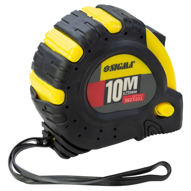 SIGMA Рулетка магнитная фиксатор + тормоз 10м×25мм (3823101)