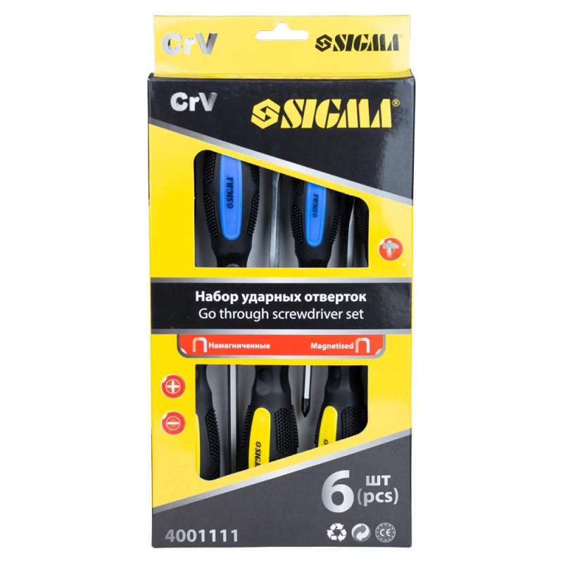 SIGMA Набір ударних викруток 6 шт CrV (4001111)