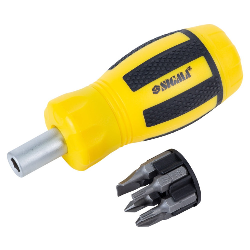 SIGMA Викрутка з реверсом MINI + біти 6шт CrV (4001811)