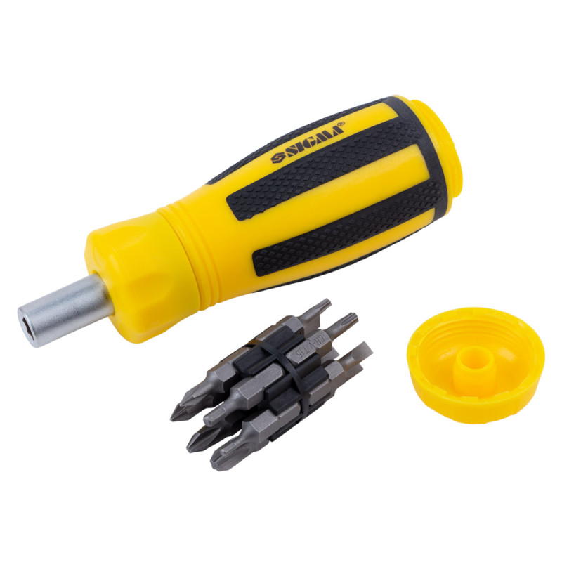 SIGMA Викрутка з реверсом + біти 12шт CrV (4001831)