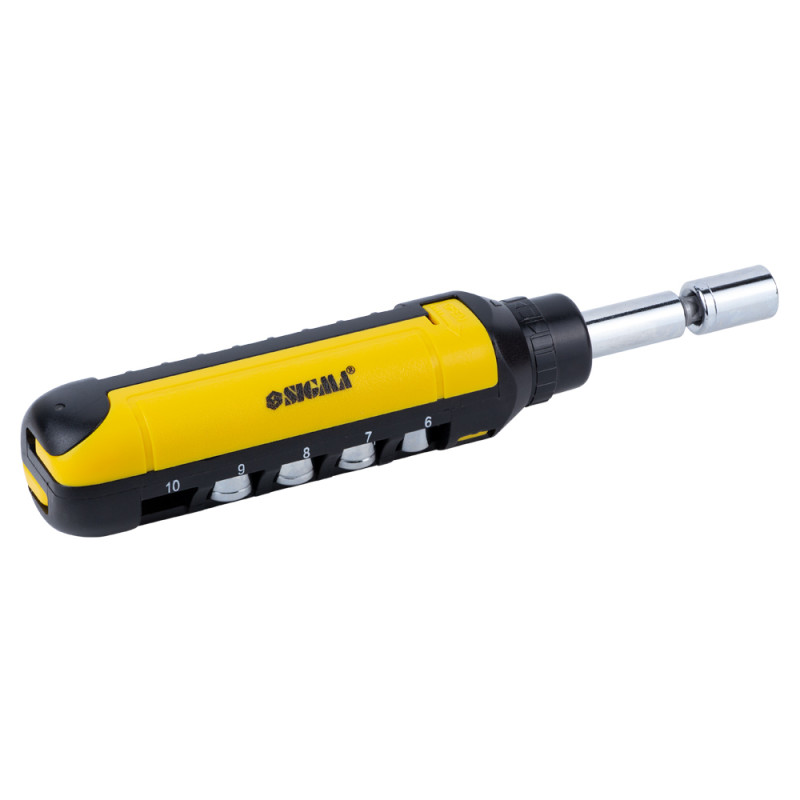 SIGMA Викрутка з реверсом + насадки торцеві і біти 1/4" 13шт CrV (4001931)