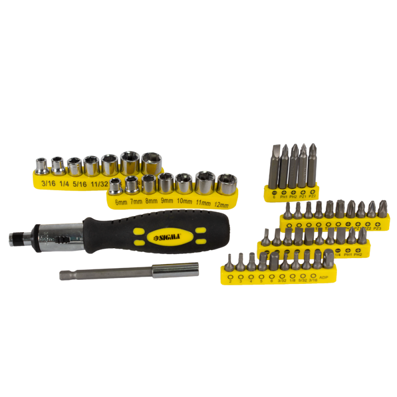 SIGMA Викрутка + насадки торцеві і біти 51шт CrV (4002131)