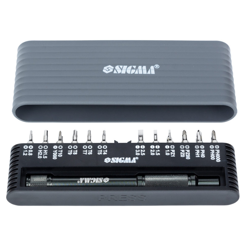 SIGMA Викрутка + біти 1/4" 24шт CrV для мобільних телефонів (пласт кейс) (4003251)