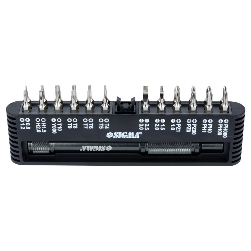 SIGMA Викрутка + біти 1/4" 24шт CrV для мобільних телефонів (пласт кейс) (4003251)