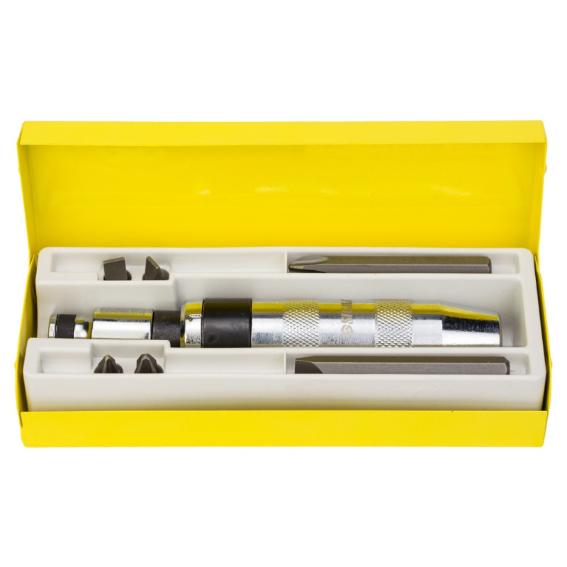 SIGMA Викрутка ударно-поворотна з битами 8шт CRV (метал кейс) (4004021)