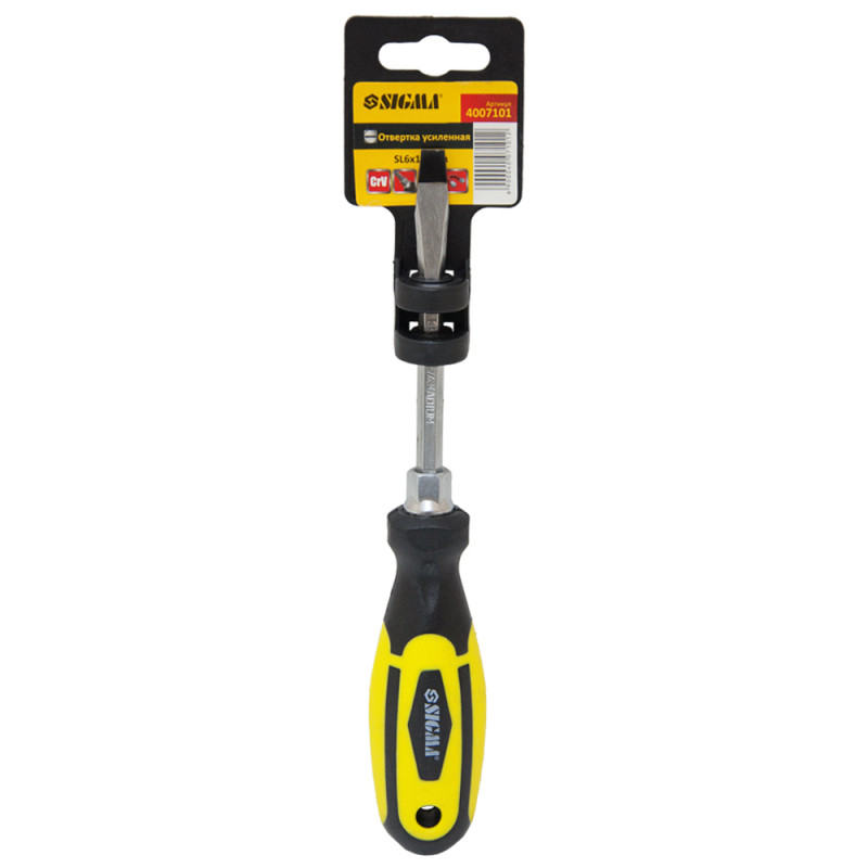 SIGMA Отвертка усиленная шлицевая SL6×100мм под ключ CrV (4007101)