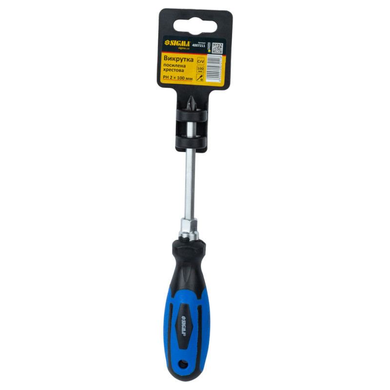 SIGMA Отвертка усиленная крестовая PH2×100мм под ключ CrV (4007211)