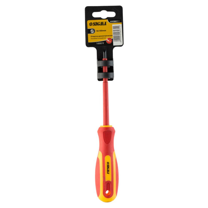 SIGMA Отвертка диэлектрическая шлицевая SL4.0×100мм 1000В CrV (4008031)