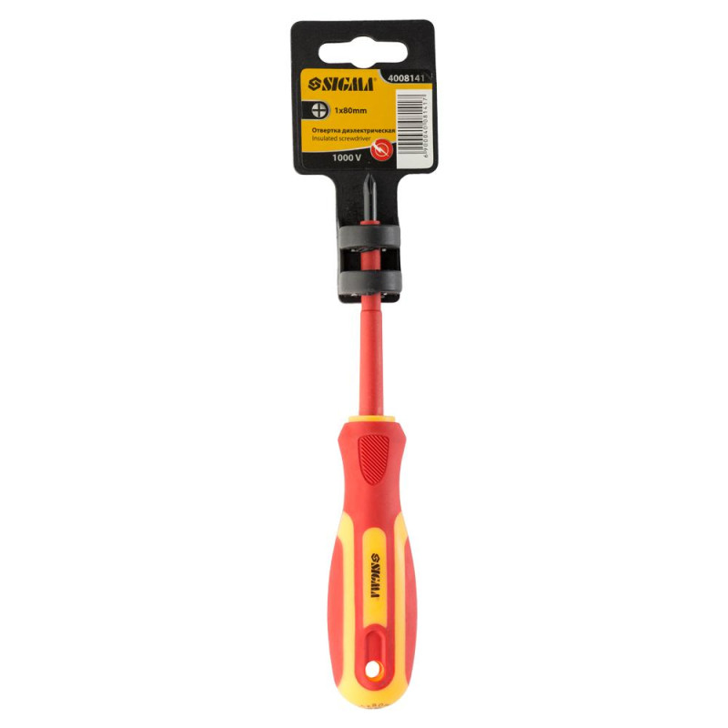 SIGMA Отвертка диэлектрическая крестовая PH1×80мм 1000В CrV (4008141)
