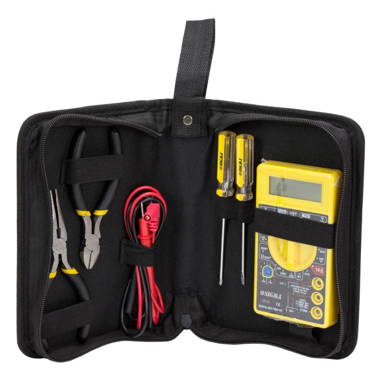 SIGMA Набор мультиметр цифровой + плоскогубцы и отвертки (кейс) (4008531)