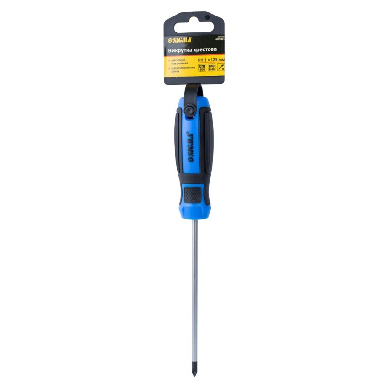 SIGMA Отвертка крестовая PH 1×125мм CrV Mega (4009381)
