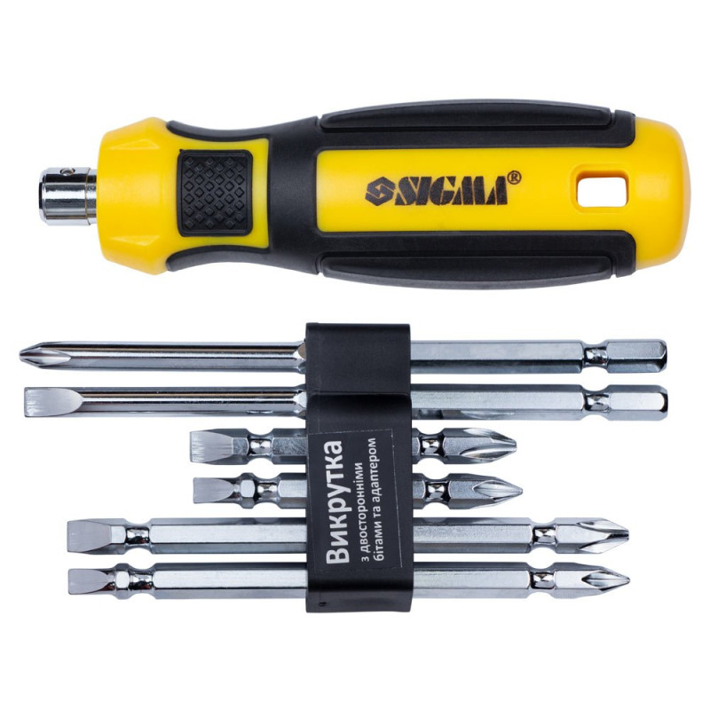 SIGMA Викрутка з двосторонніми битами 6в1 + адаптер CrV Mega (4009711)