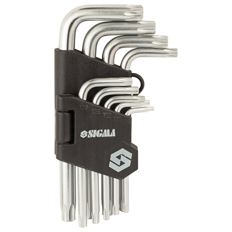 SIGMA Ключи TORX 9шт T10-T50 мм CrV (короткие с отверстием) (4022211)