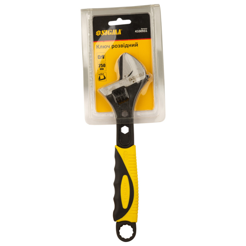 SIGMA Ключ разводной с переставной губкой 250мм, 0-35мм CrV (TPR) (4100931)