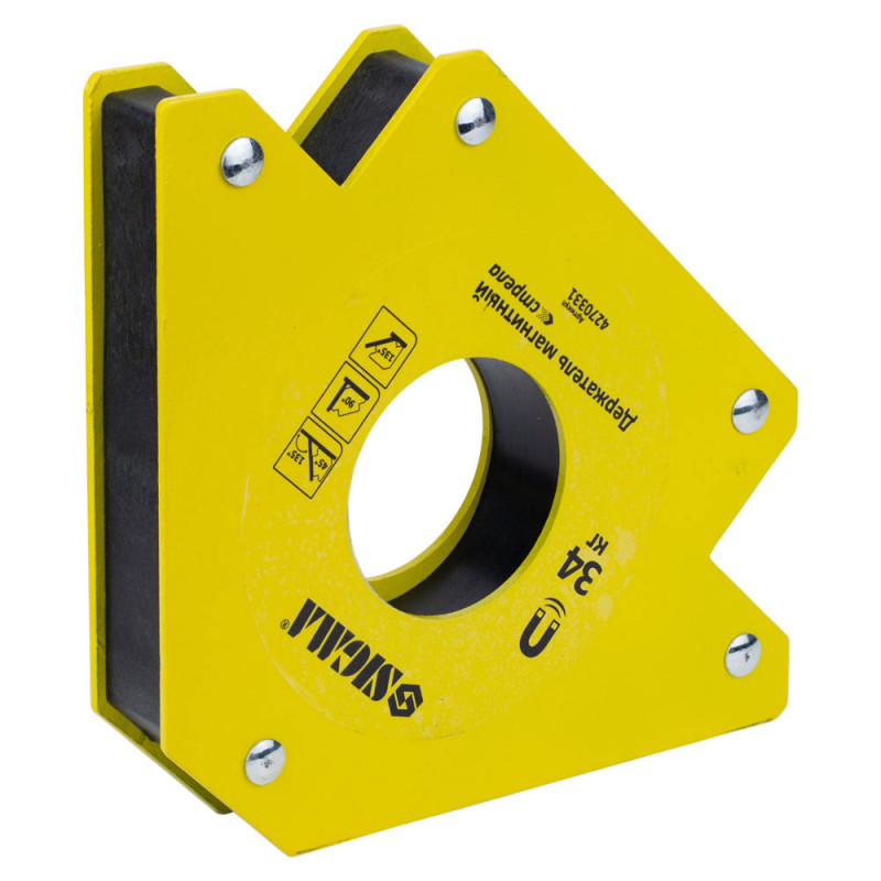SIGMA Магнит для сварки стрела 34кг 110×110мм (45, 90, 135°) (4270331)