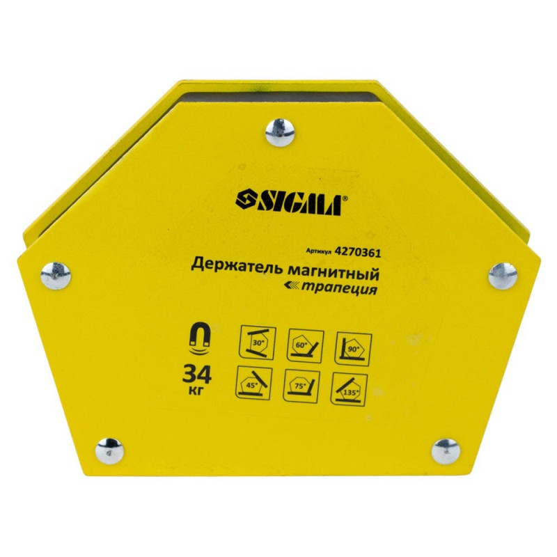 SIGMA Магнит для сварки трапеция 34кг 105×65×65×45мм (30,45,60,75,90,135°) (4270361)