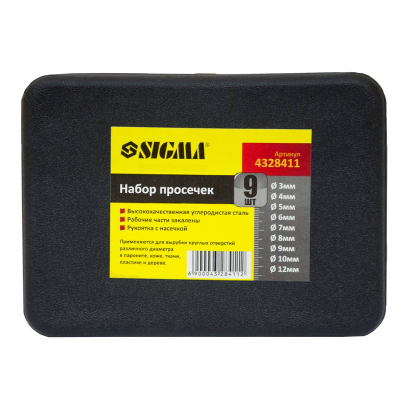 SIGMA Набор просечек 9 ед 3-12мм (кейс) (4328411)