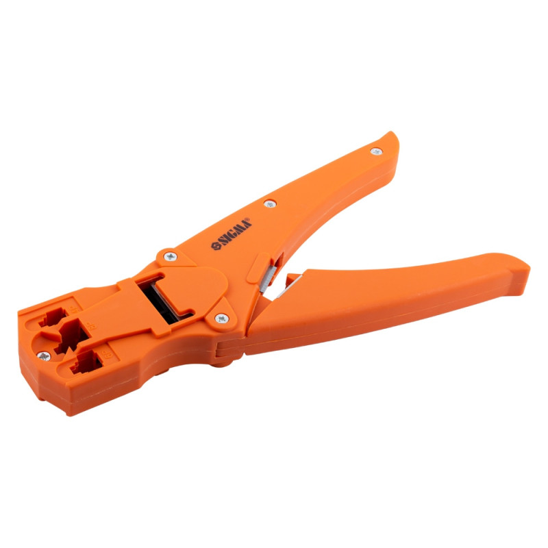 SIGMA Клещи для обжима телекоммуникационных коннекторов 4Р4С, 6Р6С, 8Р8С (4372401)