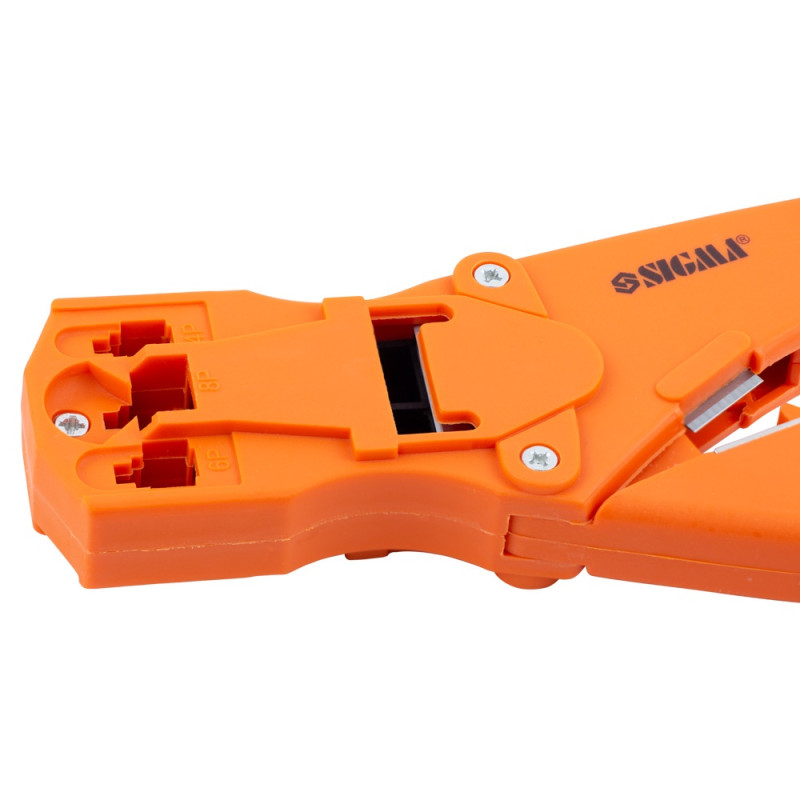 SIGMA Клещи для обжима телекоммуникационных коннекторов 4Р4С, 6Р6С, 8Р8С (4372401)