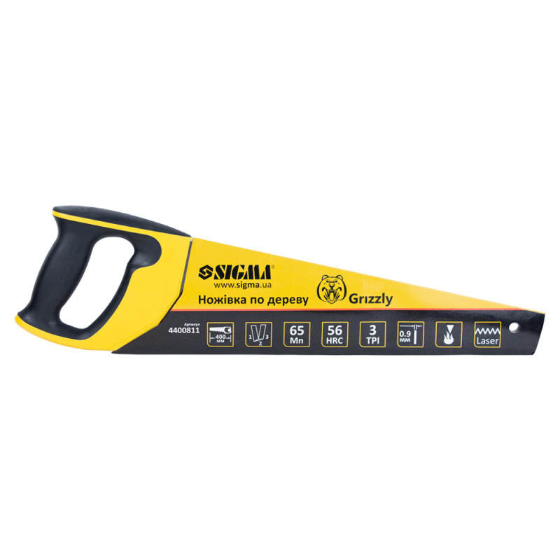 SIGMA Ножовка по дереву 400мм 3TPI Grizzly (4400811)