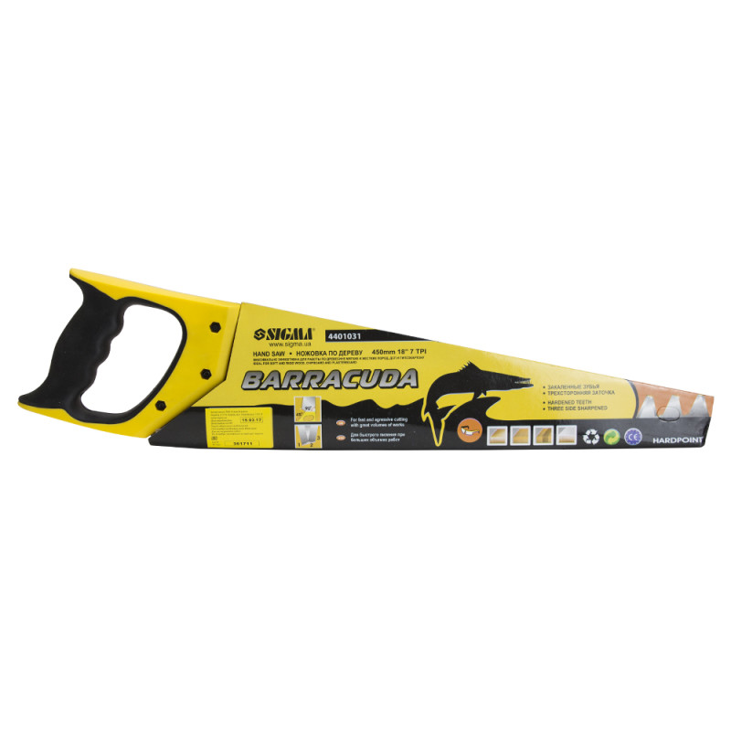 SIGMA Ножовка по дереву 450мм BARRACUDA (4401031)